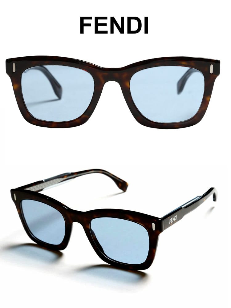 FENDI (フェンディ) ブルーレンズ ウェリントン サングラス FDM0101IPRKU