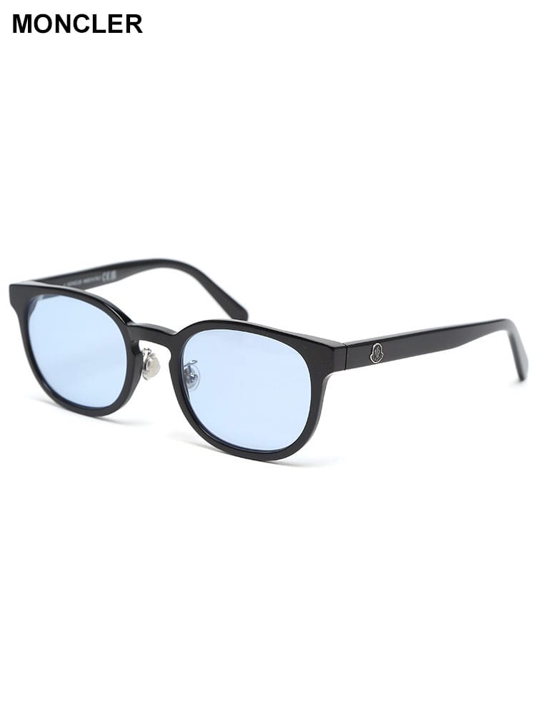 MONCLER (モンクレール) ブラックフレーム スクエア ロゴ ブルーレンズ サングラス