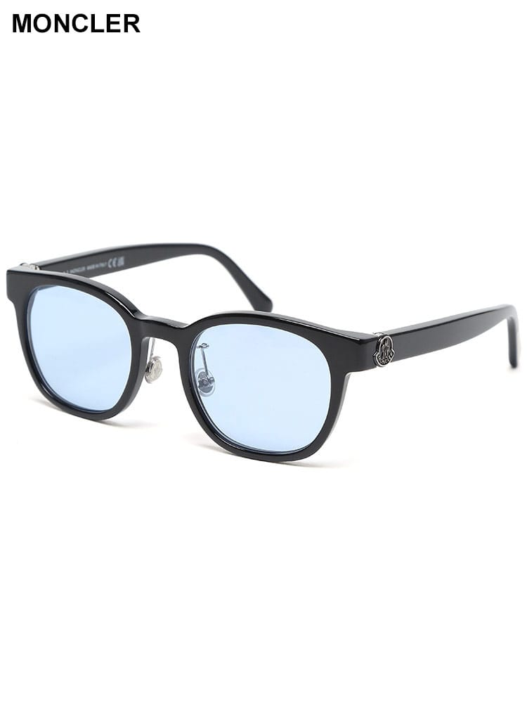 MONCLER (モンクレール) ブラックフレーム ウェリントン ロゴ ブルーレンズ サングラス