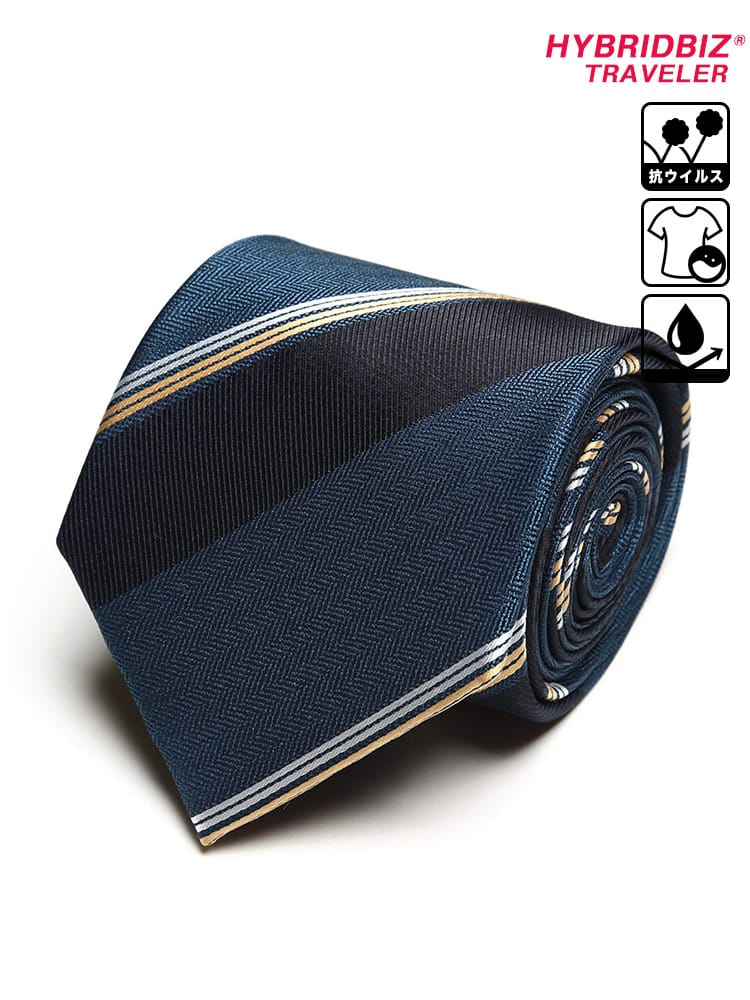 大きいサイズ メンズ HYBRIDBIZ (ハイブリッドビズ) ウォッシャブル 撥水 チェック＆ストライプ ロングサイズ ネクタイ