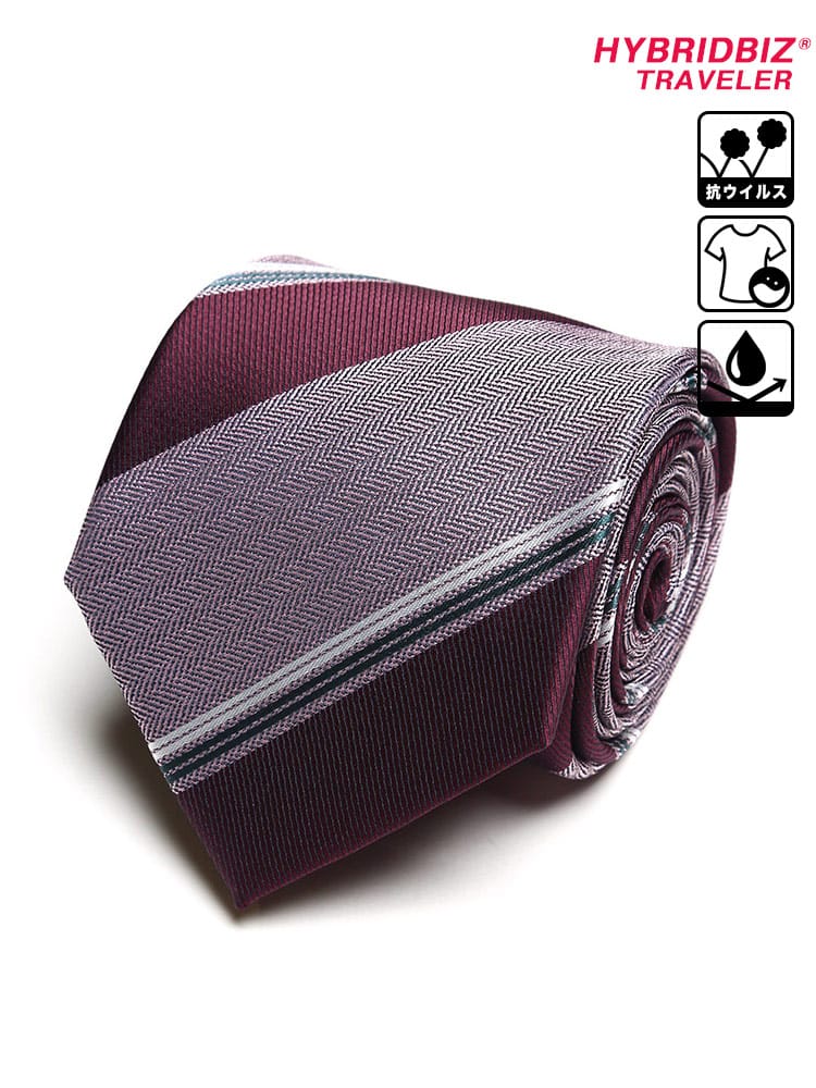 大きいサイズ メンズ HYBRIDBIZ (ハイブリッドビズ) ウォッシャブル 撥水 チェック＆ストライプ ロングサイズ ネクタイ