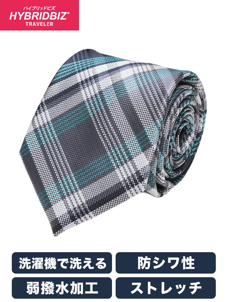 ワイシャツ・ネクタイ3本同時購入1100円引き対象商品 ネクタイ エコペット ノンアイロン チェック柄 防シワ 洗える 弱撥水 大きいサイズ メンズ ビジネス 紳士