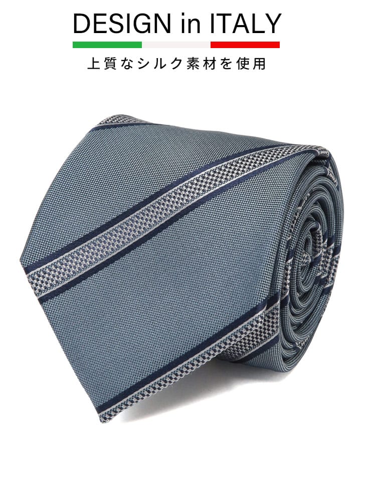 ネクタイ DESIGN in ITALY シルク混 グラフィック柄 ストライプ柄 大きいサイズ メンズ ビジネス 紳士