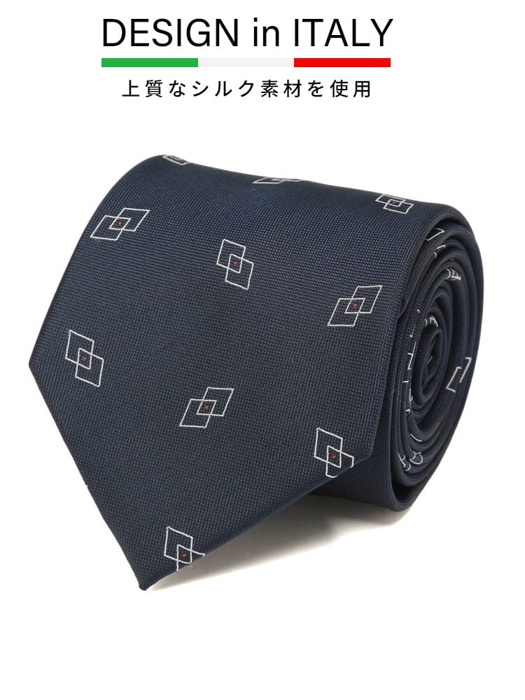 ネクタイ DESIGN in ITALY シルク混 グラフィック柄 ストライプ柄 大きいサイズ メンズ ビジネス 紳士