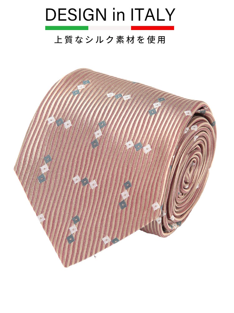 ワイシャツネクタイ3点同時購入で1100円引き対象商品 ネクタイ メンズ 大きいサイズ DESIGN in ITALY シルク混 小紋柄 タイ
