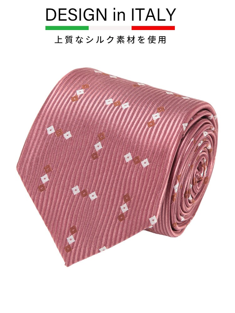 ワイシャツネクタイ3点同時購入で1100円引き対象商品 ネクタイ メンズ 大きいサイズ DESIGN in ITALY シルク混 小紋柄 タイ