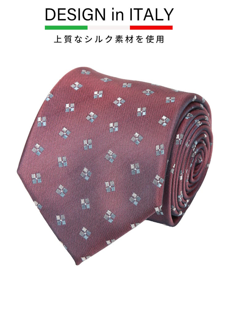 ワイシャツネクタイ3点同時購入で1100円引き対象商品 ネクタイ メンズ 大きいサイズ DESIGN in ITALY シルク混 小紋柄 タイ