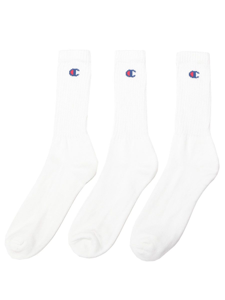 大きいサイズ メンズ Champion (チャンピオン) ワンポイント フルレングス ソックス 靴下 3足セット [L]