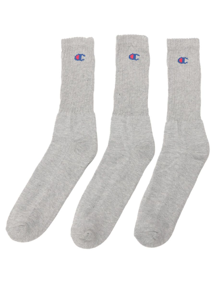 大きいサイズ メンズ Champion (チャンピオン) ワンポイント フルレングス ソックス 靴下 3足セット [L]
