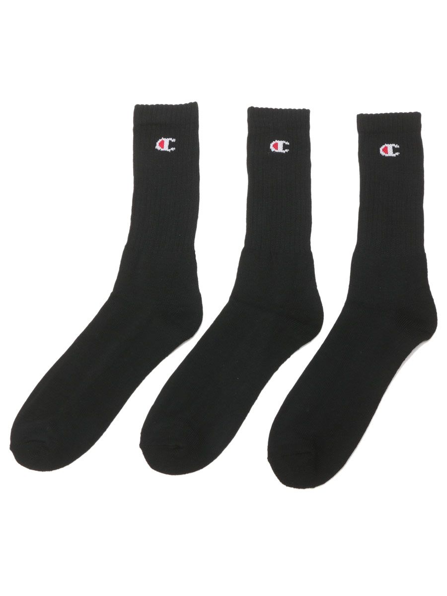 大きいサイズ メンズ Champion (チャンピオン) ワンポイント フルレングス ソックス 靴下 3足セット [L]