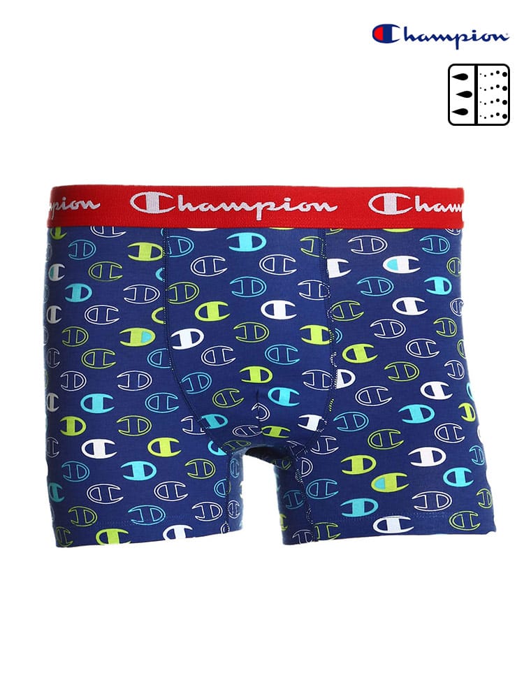 大きいサイズ メンズ Champion (チャンピオン) 吸汗速乾 ロゴ総柄 前閉じ ボクサーパンツ