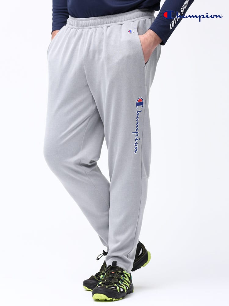 大きいサイズ メンズ Champion (チャンピオン) ストレッチ サイドロゴプリント ロングパンツ
