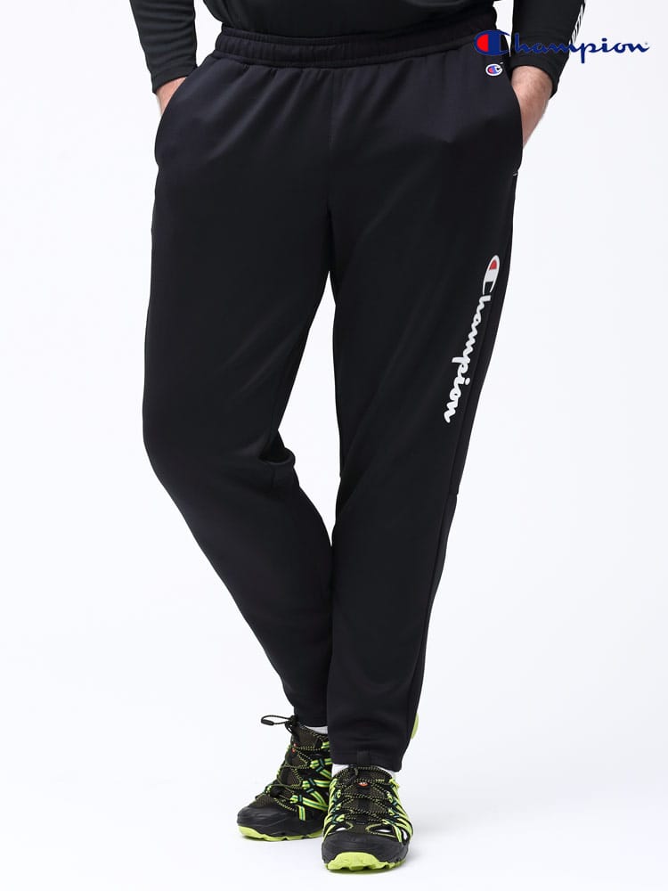 大きいサイズ メンズ Champion (チャンピオン) ストレッチ サイドロゴプリント ロングパンツ