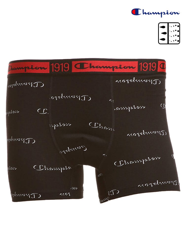 在庫処分 返品交換不可 大きいサイズ メンズ Champion チャンピオン 吸汗速乾 ストレッチ ロゴ総柄 前閉じ ボクサーパンツ 3L 4L 5L