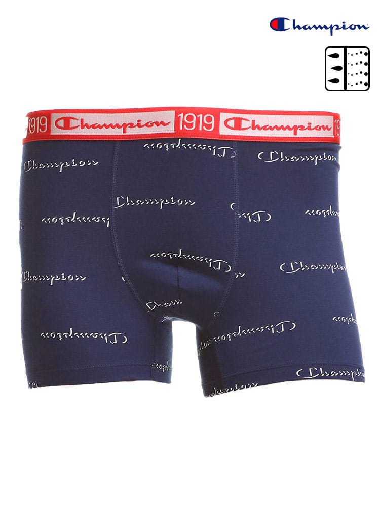 在庫処分 返品交換不可 大きいサイズ メンズ Champion チャンピオン 吸汗速乾 ストレッチ ロゴ総柄 前閉じ ボクサーパンツ 3L 4L 5L