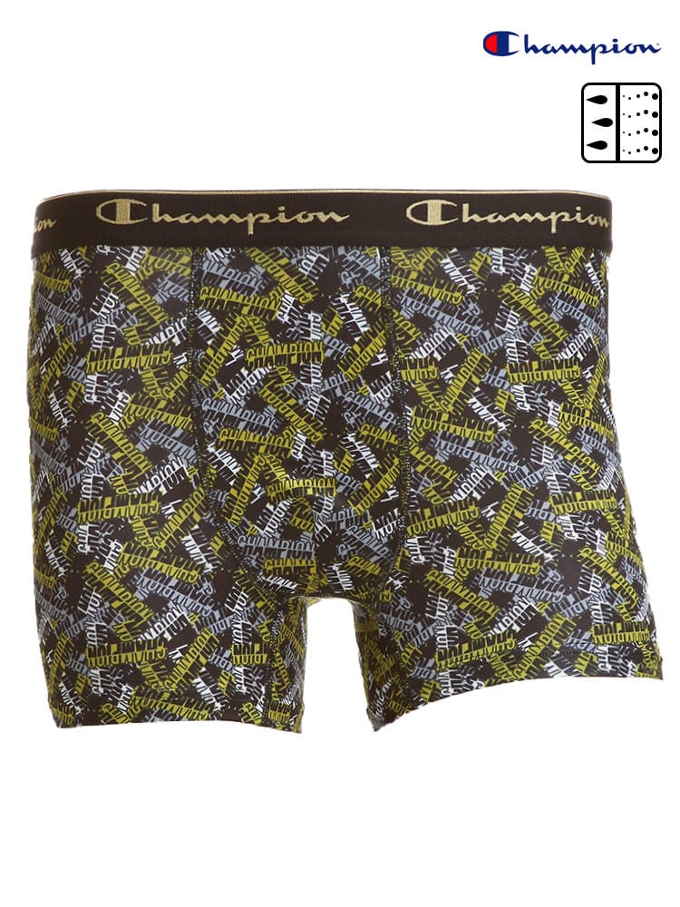 大きいサイズ メンズ Champion (チャンピオン) 吸汗速乾 ストレッチ タグロゴ総柄 前閉じ ボクサーパンツ