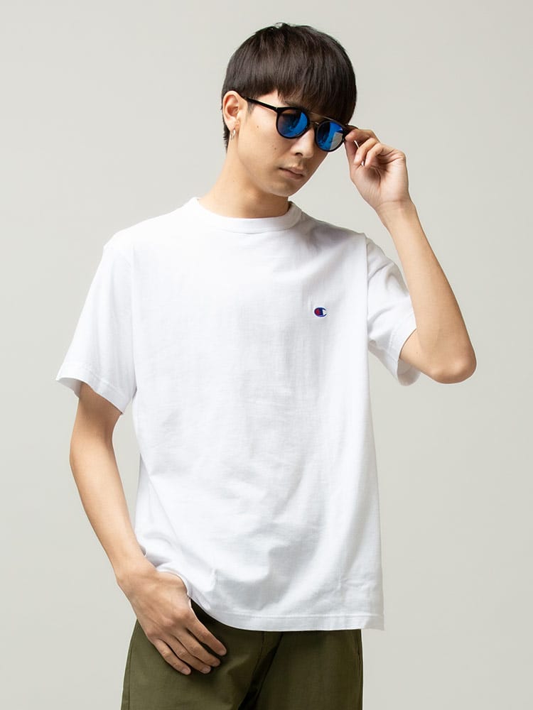 Champion (チャンピオン) ワンポイント クルーネック 半袖 Tシャツ