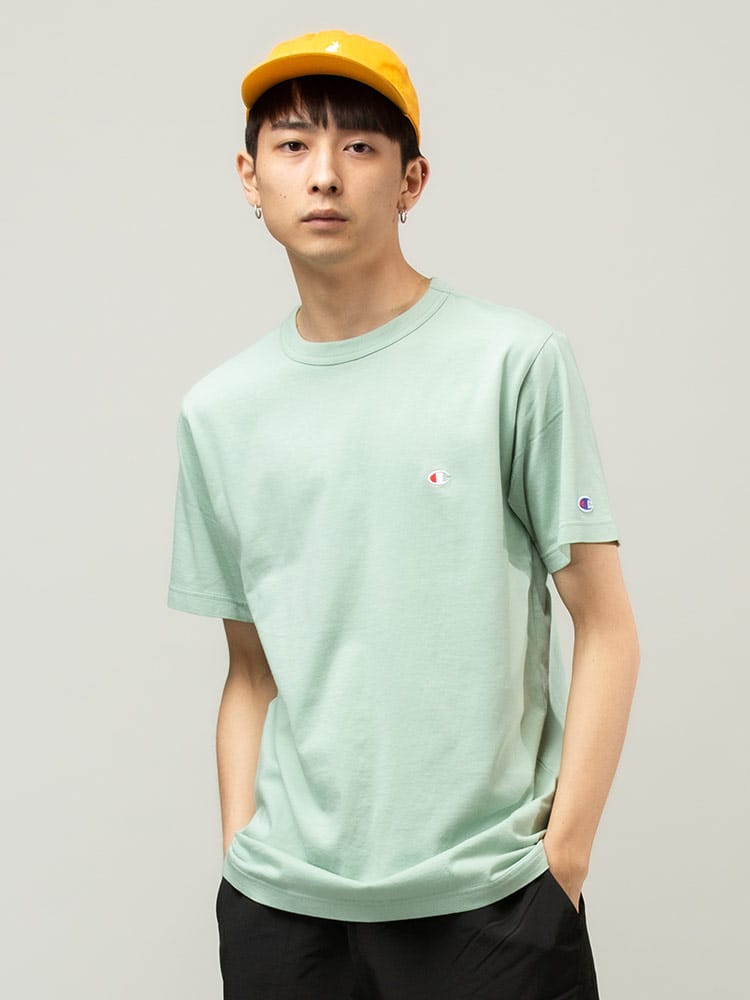 Champion (チャンピオン) ワンポイント クルーネック 半袖 Tシャツ