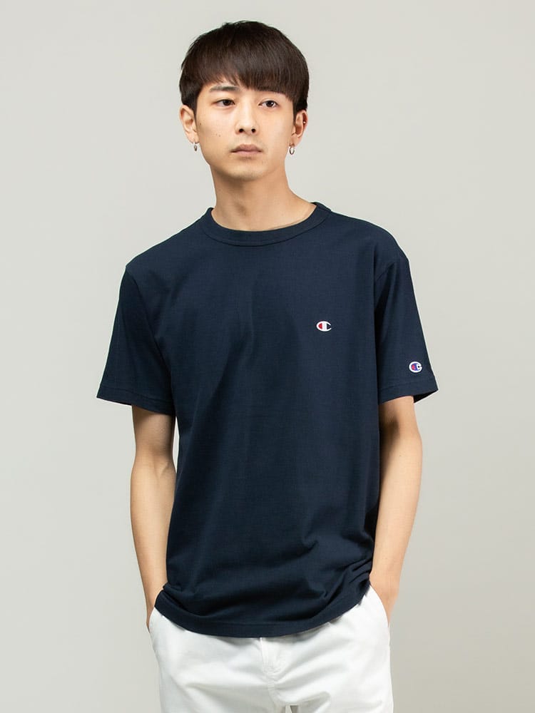Champion (チャンピオン) ワンポイント クルーネック 半袖 Tシャツ