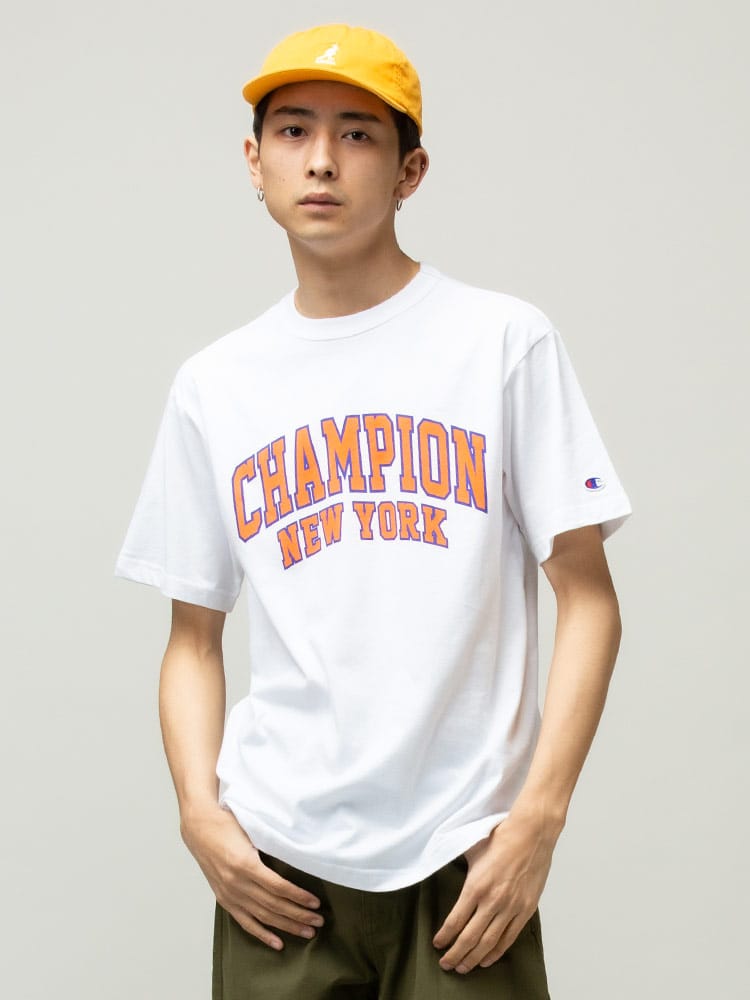 Champion (チャンピオン) フロントロゴ クルーネック 半袖 Tシャツ