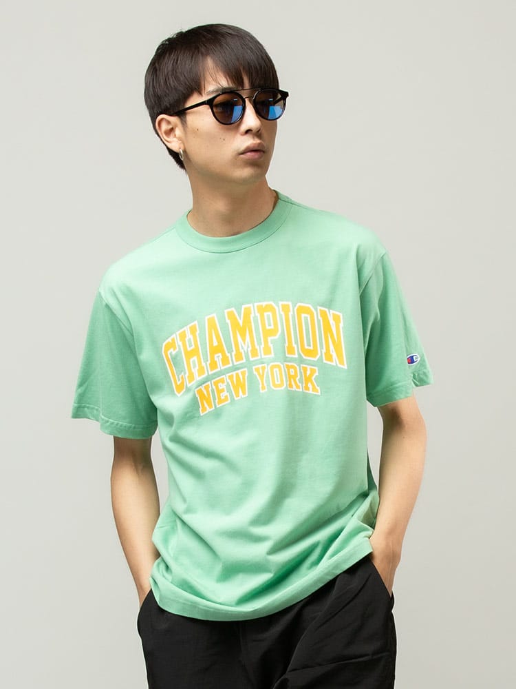 Champion (チャンピオン) フロントロゴ クルーネック 半袖 Tシャツ