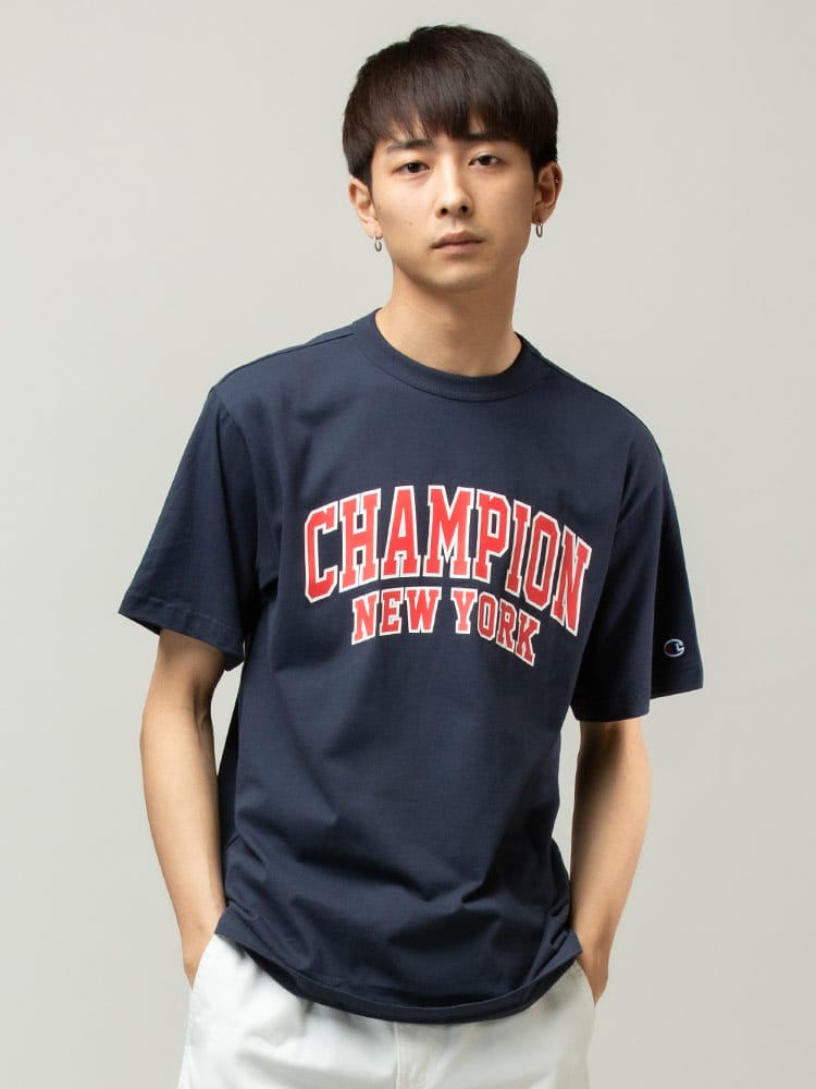 Champion (チャンピオン) フロントロゴ クルーネック 半袖 Tシャツ