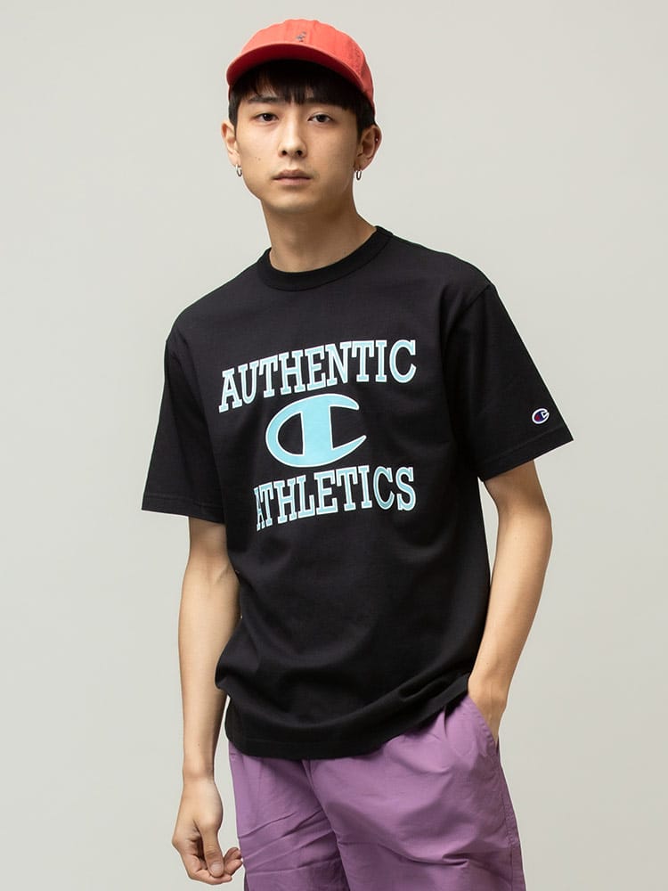 Champion (チャンピオン) フロントロゴ クルーネック 半袖 Tシャツ