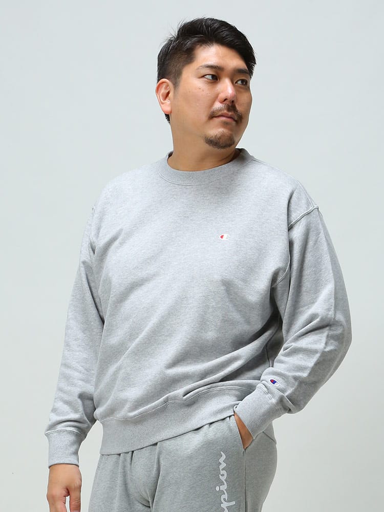 大きいサイズ メンズ Champion (チャンピオン) USAコットン ワンポイント クルーネック トレーナー