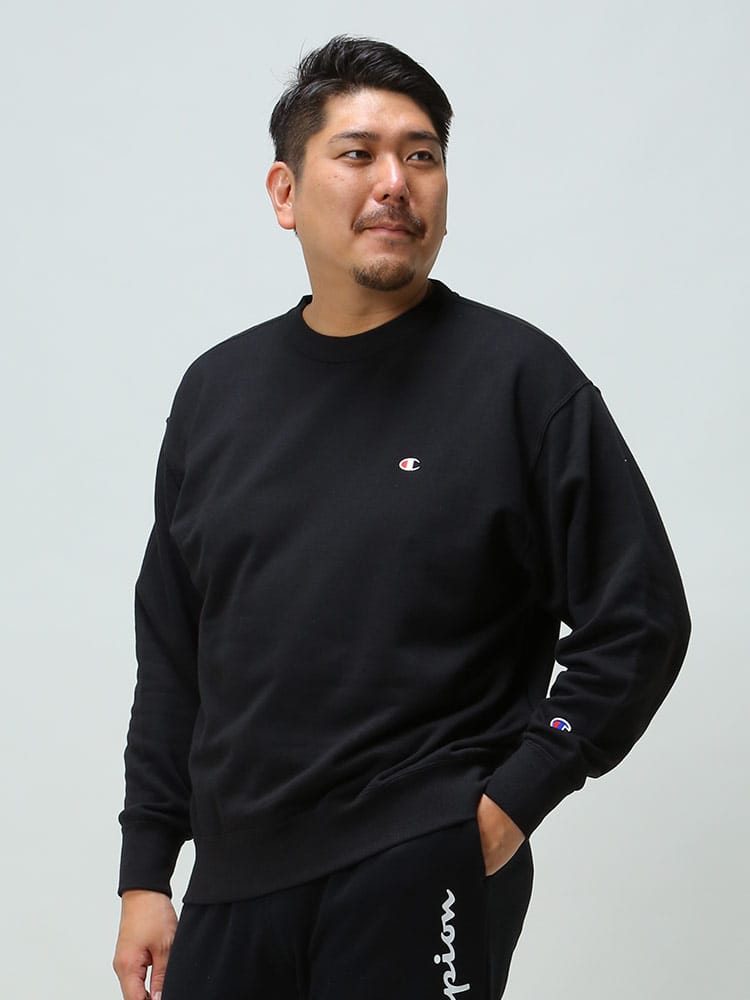 大きいサイズ メンズ Champion (チャンピオン) USAコットン ワンポイント クルーネック トレーナー
