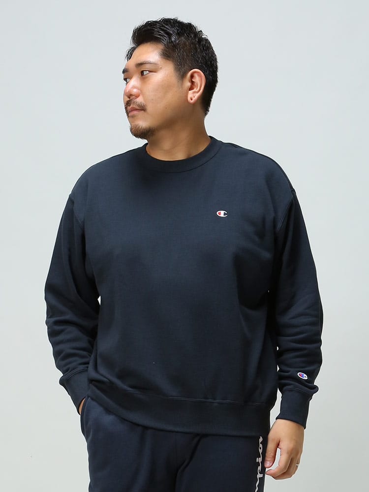 大きいサイズ メンズ Champion (チャンピオン) USAコットン ワンポイント クルーネック トレーナー