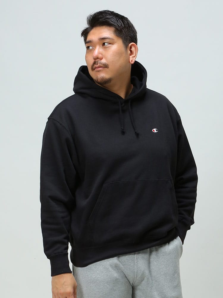 大きいサイズ メンズ Champion (チャンピオン) USAコットン ワンポイント プルオーバー パーカー
