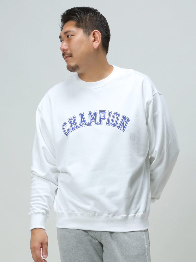 大きいサイズ メンズ Champion (チャンピオン) USAコットン ロゴプリント プルオーバー スウェットシャツ
