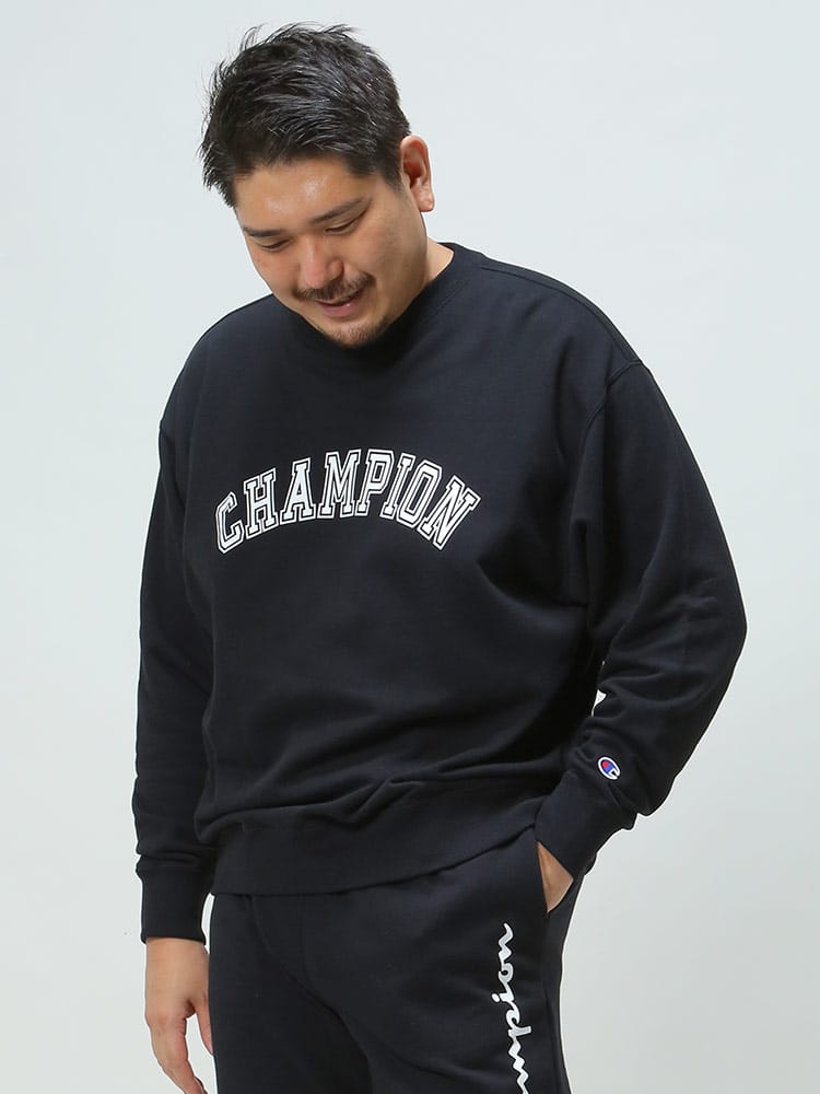 大きいサイズ メンズ Champion (チャンピオン) USAコットン ロゴプリント プルオーバー スウェットシャツ