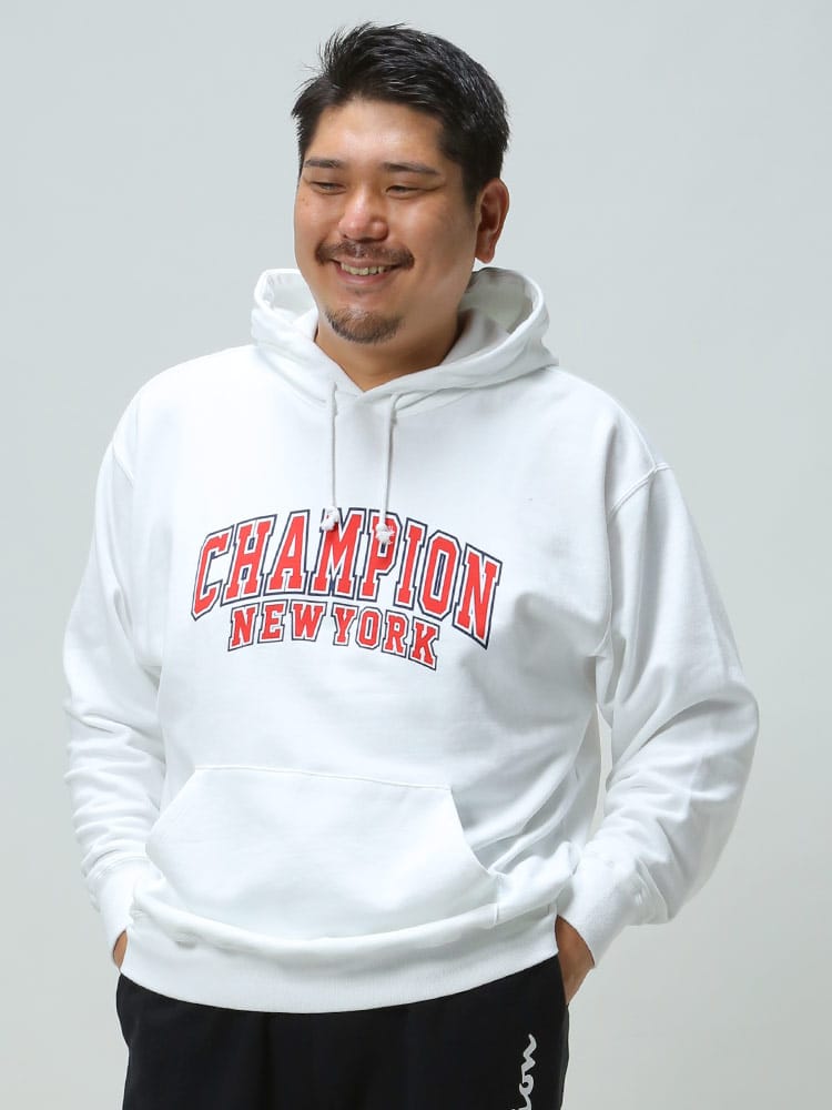 WEB限定価格 在庫処分 返品交換不可 大きいサイズ メンズ Champion (チャンピオン) USAコットン ロゴプリント プルオーバー パーカー