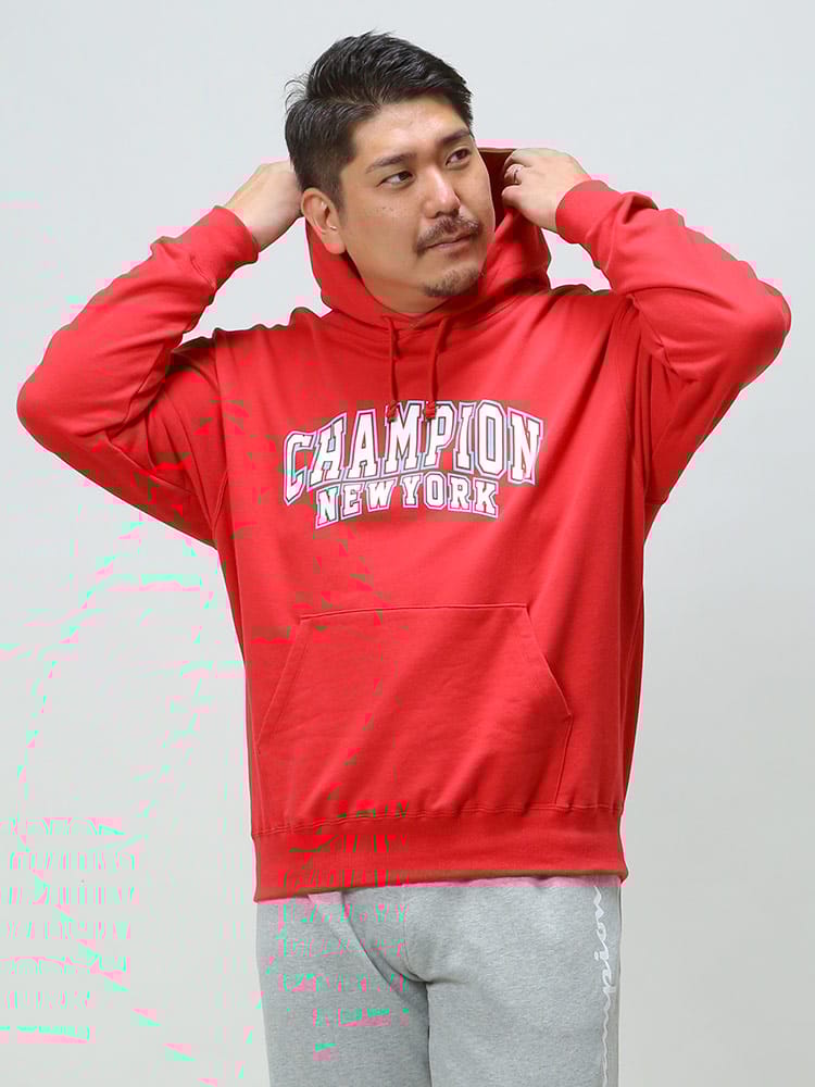 WEB限定価格 在庫処分 返品交換不可 大きいサイズ メンズ Champion (チャンピオン) USAコットン ロゴプリント プルオーバー パーカー