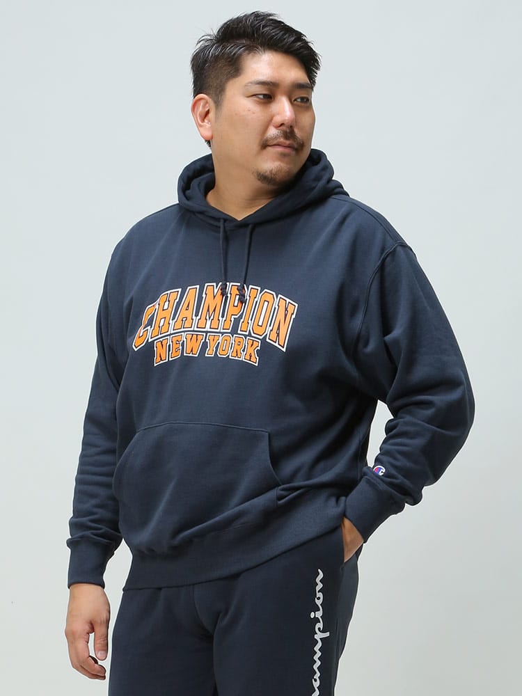 WEB限定価格 在庫処分 返品交換不可 大きいサイズ メンズ Champion (チャンピオン) USAコットン ロゴプリント プルオーバー パーカー