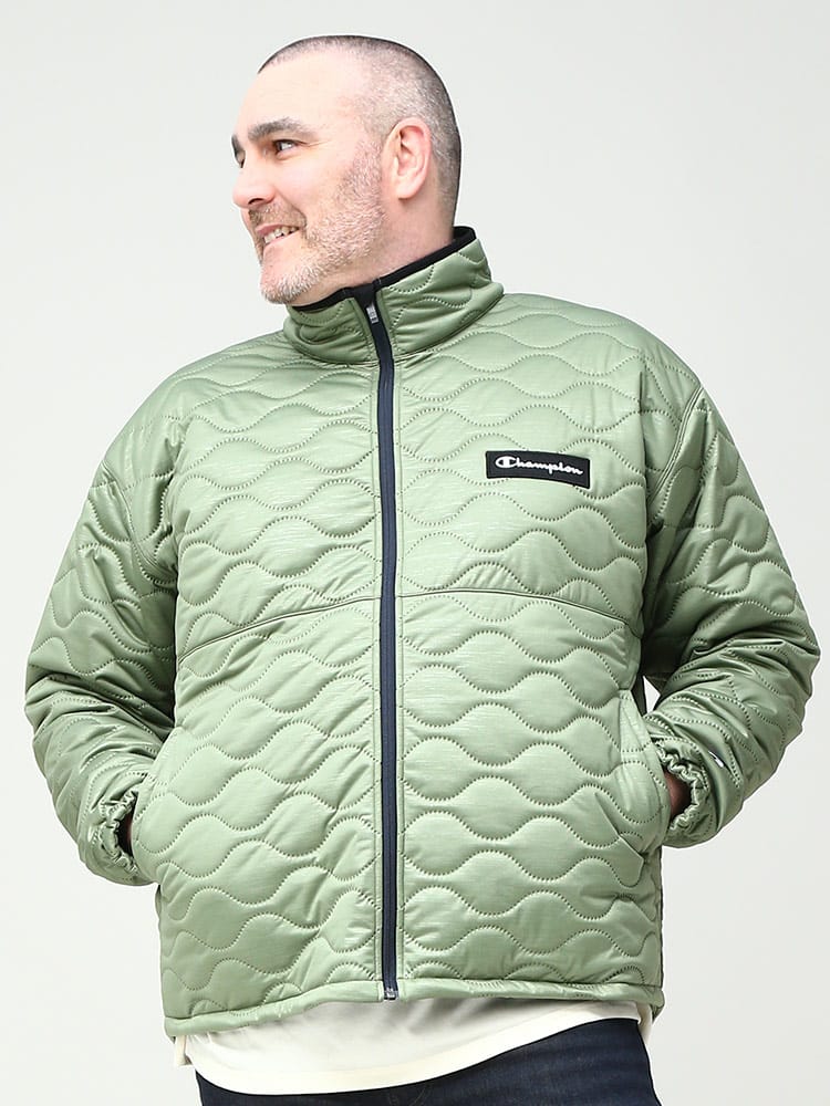 大きいサイズ メンズ Champion (チャンピオン) ストレッチ 撥水 保温 フルジップ キルティング ジャケット