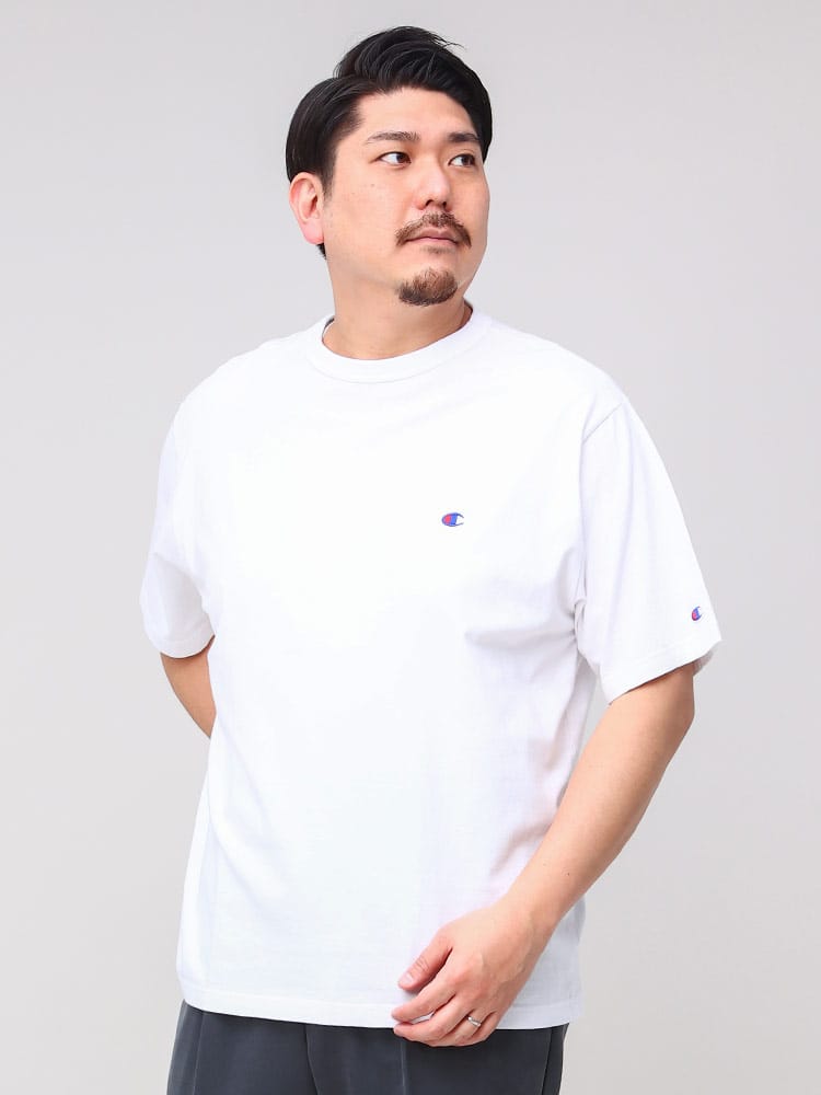 大きいサイズ メンズ Champion (チャンピオン) ワンポイント クルーネック 半袖 Tシャツ ONE POINT T-SHIRT