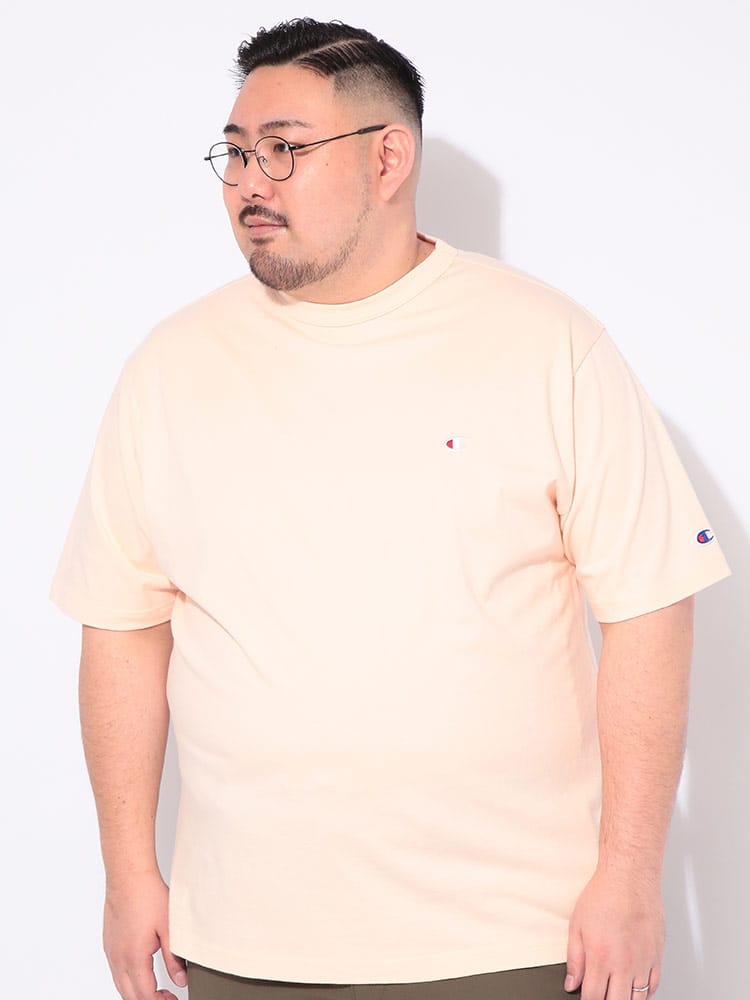 大きいサイズ メンズ Champion (チャンピオン) ワンポイント クルーネック 半袖 Tシャツ ONE POINT T-SHIRT