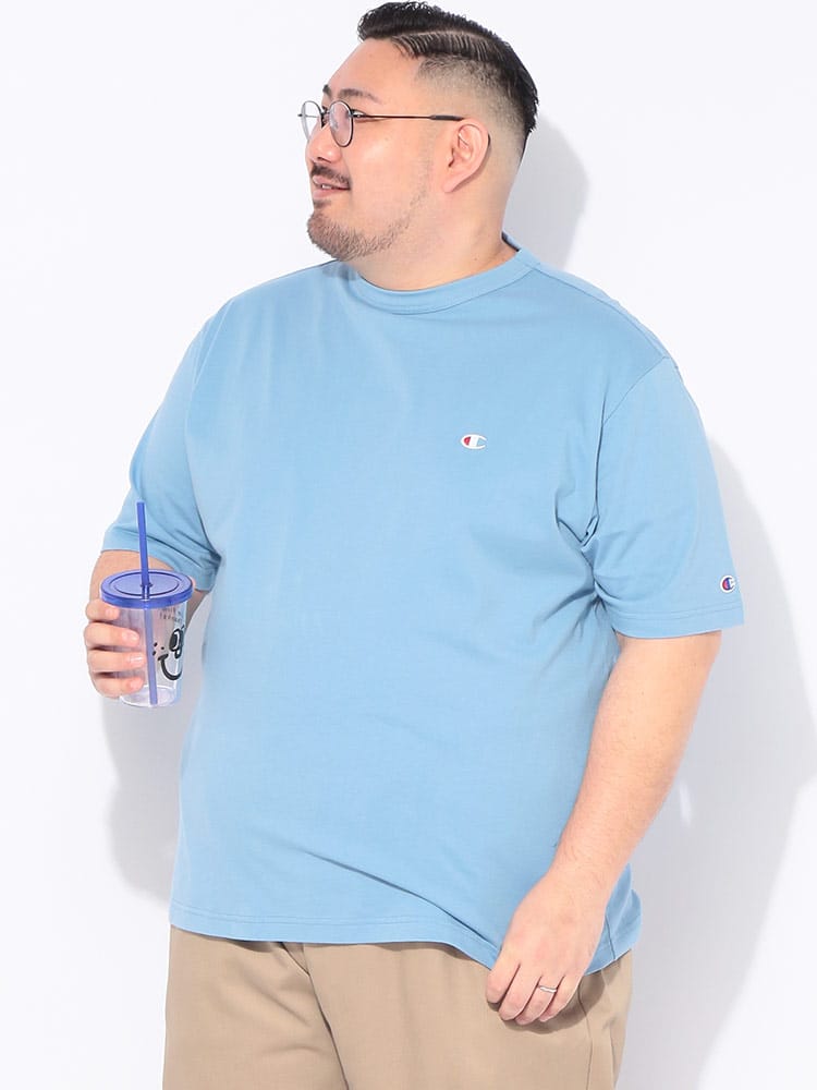 大きいサイズ メンズ Champion (チャンピオン) ワンポイント クルーネック 半袖 Tシャツ ONE POINT T-SHIRT