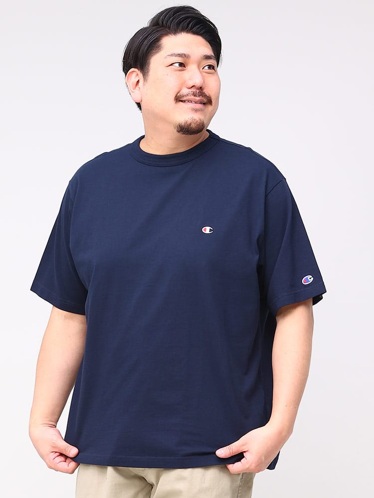 大きいサイズ メンズ Champion (チャンピオン) ワンポイント クルーネック 半袖 Tシャツ ONE POINT T-SHIRT
