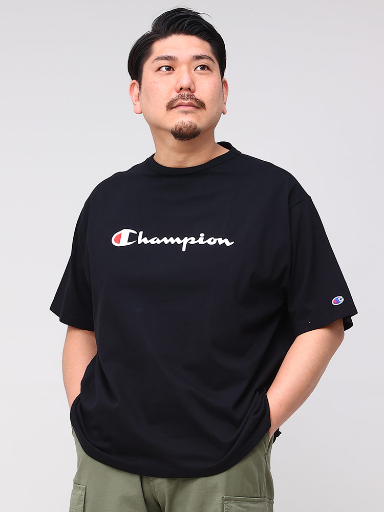 大きいサイズ メンズ Champion (チャンピオン) ロゴプリント クルー