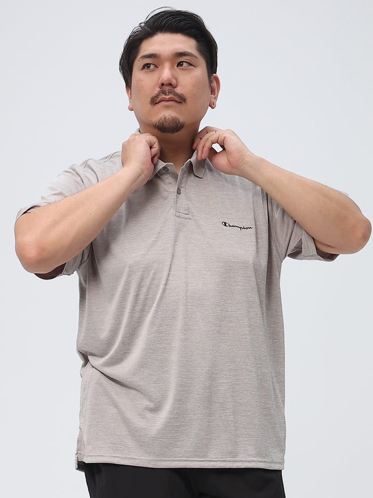 大きいサイズ メンズ Champion チャンピオン 速乾 UVカット 胸ロゴ 半袖 ポロシャツ