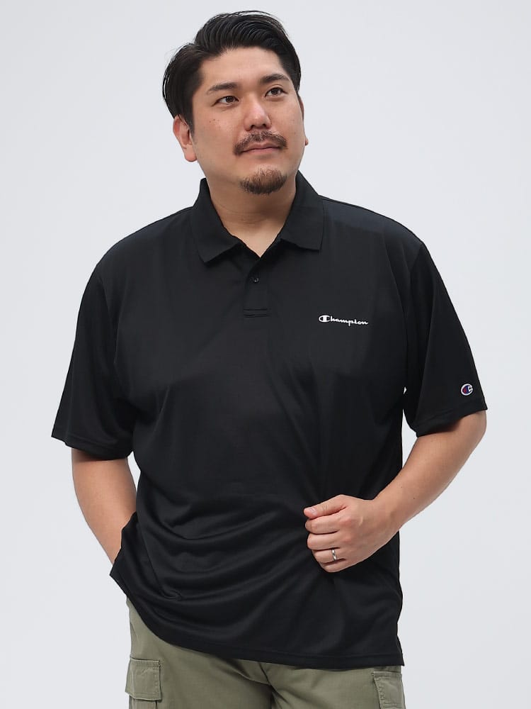 大きいサイズ メンズ Champion チャンピオン 速乾 UVカット 胸ロゴ 半袖 ポロシャツ