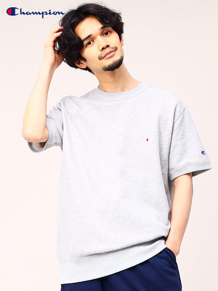 Champion (チャンピオン) ワンポイント クルーネック 半袖 スウェット ユニセックス 定番 スウェットTシャツ