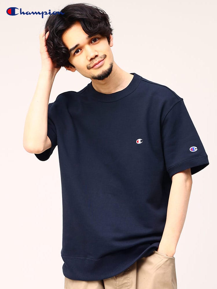 Champion (チャンピオン) ワンポイント クルーネック 半袖 スウェット ユニセックス 定番 スウェットTシャツ
