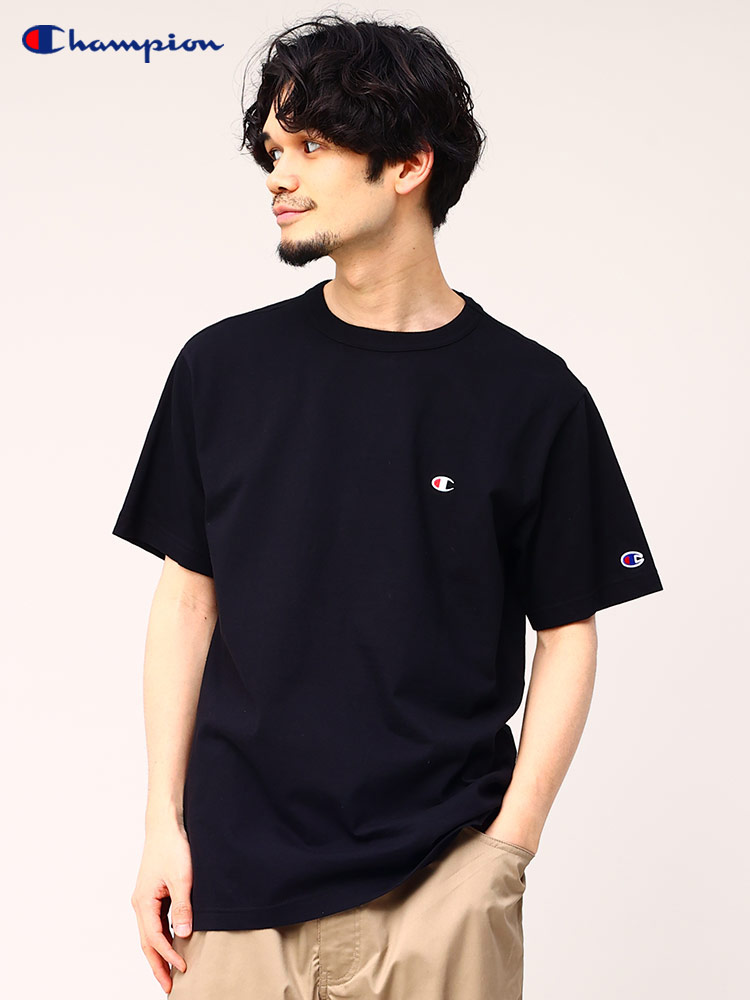 Champion (チャンピオン) スクリプトロゴ クルーネック 半袖 Tシャツ