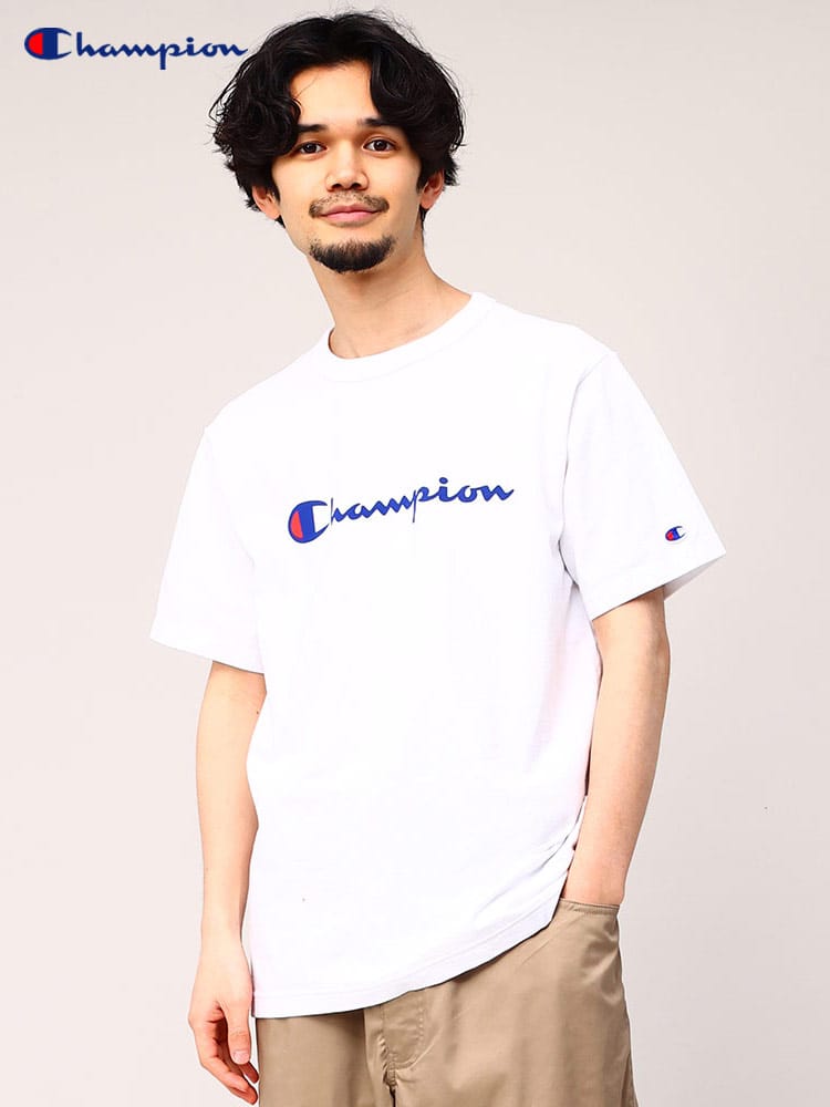 Champion チャンピオン スクリプトロゴ クルーネック 半袖 Tシャツ ユニセックス 定番 ロゴT