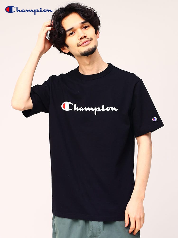 Champion チャンピオン スクリプトロゴ クルーネック 半袖 Tシャツ ユニセックス 定番 ロゴT