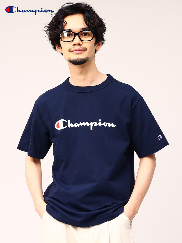 Champion (チャンピオン) スクリプトロゴ クルーネック 半袖 Tシャツ